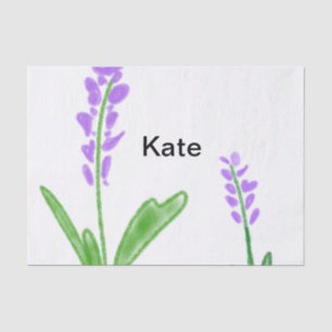Lila Lavendel florale Aquarellfarbe Name cu Seidenpapier