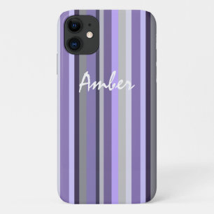 Lila Lavendel Grau Vertikal Gestreift Personalisie Case-Mate iPhone Hülle