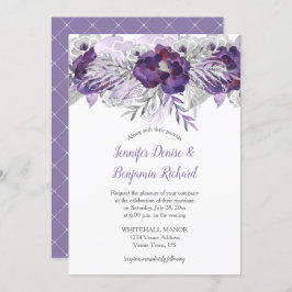 Lila Lavendel Graue Blume Einladung