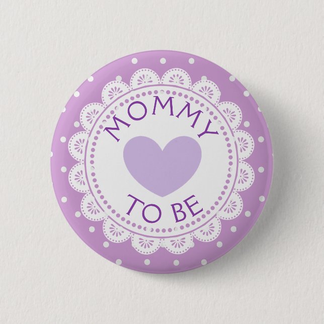Lila Lavendel Herzpolka Dot Mama auf Knopf drücken Button (Vorderseite)