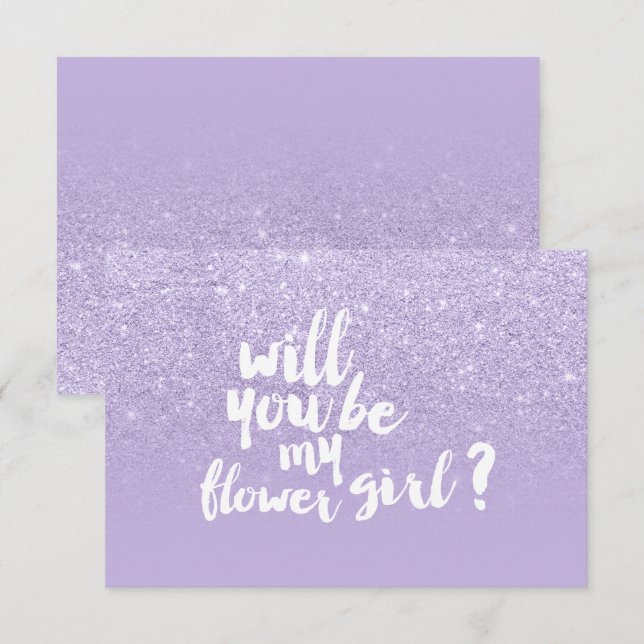 Lila Lavendel Imitate Glitzer ombre Blume Girl Einladung (Vorne/Hinten)
