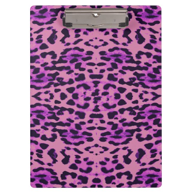 Lila Lavendel Leopard Print Klemmbrett (Vorderseite)