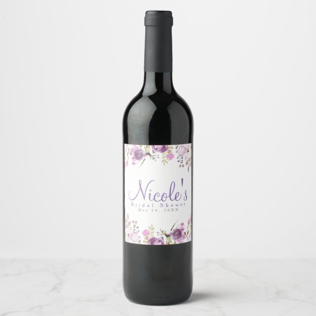 Lila Lavendel Lilac Blumenwein Weinetikett (Vorderseite)