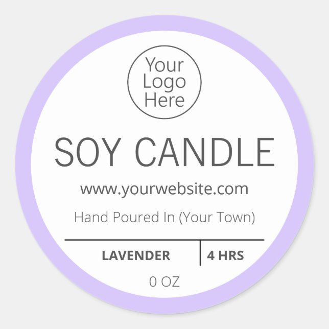 Lila-Lavendel-Logo-Kerzen Runder Aufkleber (Vorderseite)