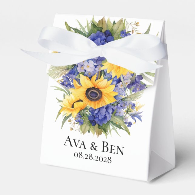 Lila Lavendel mit Sonnenblumen Hochzeit Geschenkschachtel (Vorderseite)