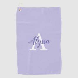Lila Lavendel Monogram Script Golfhandtuch