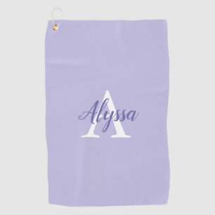 Lila Lavendel Monogram Script Golfhandtuch