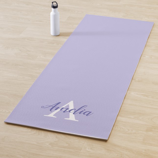 Lila Lavendel Monogram Script Yoga Mat Yogamatte (Beispiel)