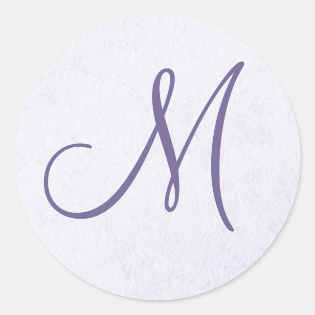 Lila Lavendel-Monogramm-Aufkleber Runder Aufkleber (Vorderseite)