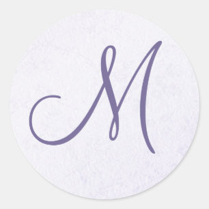 Lila Lavendel-Monogramm-Aufkleber Runder Aufkleber