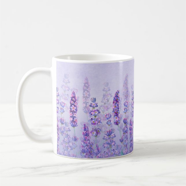 Lila Lavendel Niedlich Ästhetische Wasserfarbe Kaffeetasse (Links)