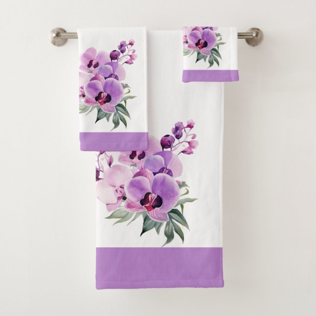 Lila Lavendel Orchid Handtuchhandtuch Set (Insitu)