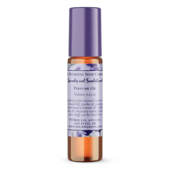 Lila Lavendel Parfüm-Roller Flaschenetikett Quadratischer Aufkleber (Von Creator hochgeladen)