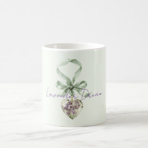 Lila Lavendel Pistazien Grün Florales Herz  Kaffeetasse