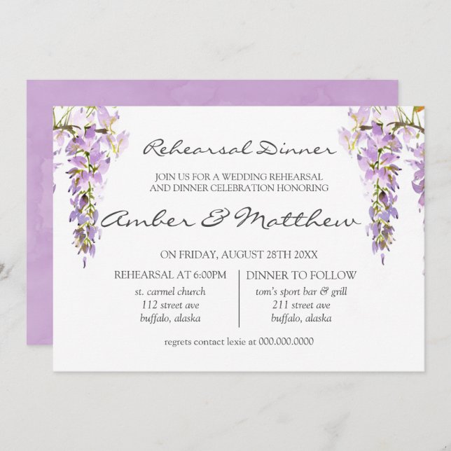 Lila Lavendel Probe Einladung (Vorne/Hinten)