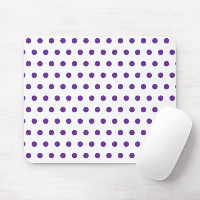 Lila-lavendel Punkte-Muster Weiß Mousepad (Mit Mouse)