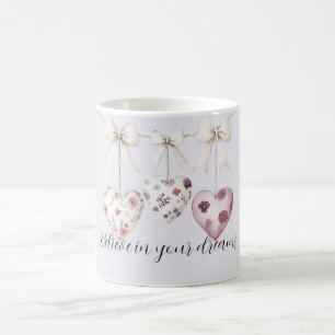 Lila Lavendel Rosa Blumen Herzchen Creme Schleifen Kaffeetasse