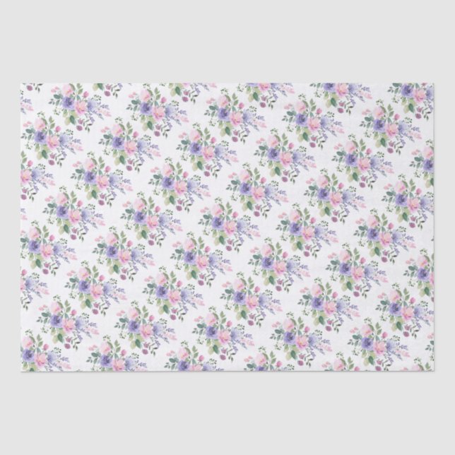Lila Lavendel-Rosa-Blumenzehen Seidenpapier (Vorderseite)