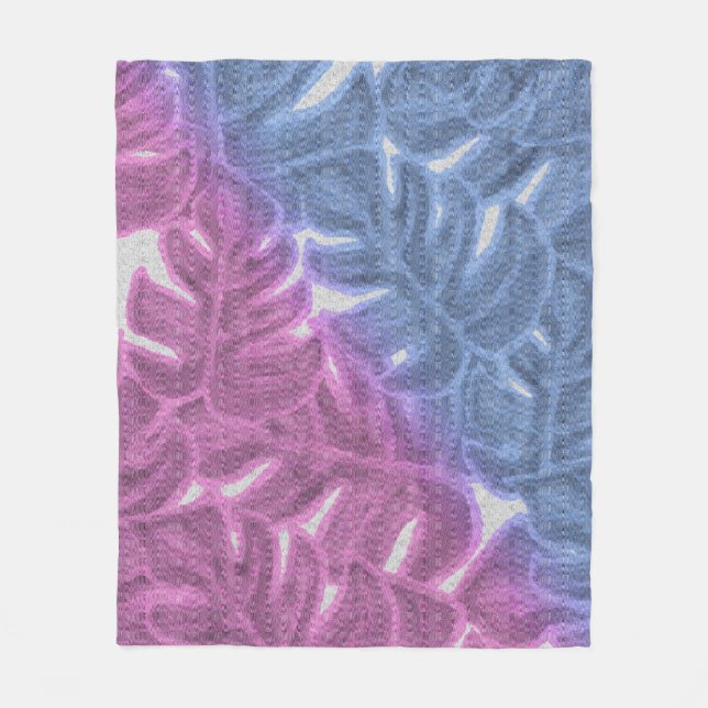 Lila Lavendel, rosa, tropische Palme Fleecedecke (Vorderseite)