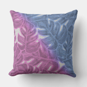 Lila Lavendel, rosa, tropische Palme Kissen