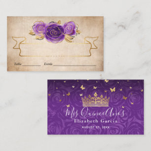 Lila Lavendel Rose Goldkrone Elegante Escort Platzkarte