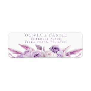Lila Lavendel-Rosen Hochzeit Rücksende-Adresse Eti