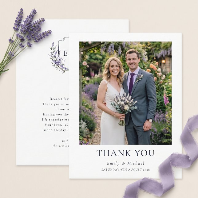 Lila Lavendel Rustikale Hochzeit Dankeskarte (Von Creator hochgeladen)