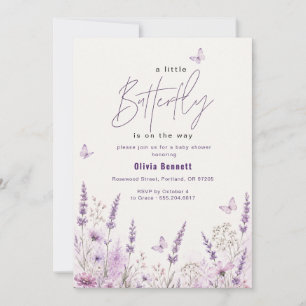 Lila Lavendel Schmetterling Baby Shower Einladung