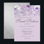 Lila Lavendel Silber Blume Sweet 16 Einladung<br><div class="desc">Lila Lavendel Silver Blume Sweet 16 Einladende Party Einladung Siehe dazu passende Kollektion in Nest und Nest Store</div>