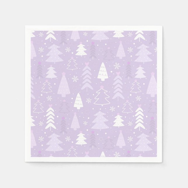 Lila Lavendel Trees Winterweihnachtsfest Serviette (Vorderseite)