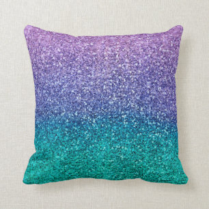 Lila Lavendel & Türkis Aqua Grün Funkelnder Glitte Kissen