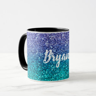 Lila Lavendel & Türkis Aqua Grün Funkelnder Glitte Tasse