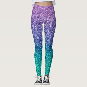 Lila Lavendel & Türkisgrün Glitzernd Leggings