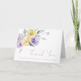 Lila Lavendel- und Sonnenblütenhochzeit Dankeskarte