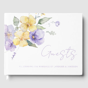 Lila Lavendel- und Sonnenblütenhochzeit Gästebuch