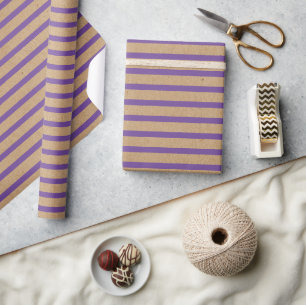 Lila Lavendel Violette Linien Faux Rustik Kraft Geschenkpapier