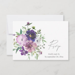 Lila Lavendel & Violettflor mit Mahlzeiten RSVP Karte