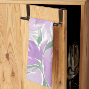 Lila Lavendel Wasserfarbe Elegante Blumen Geschirrtuch