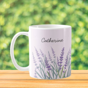 Lila Lavendel-Wasserfarben-Blumenmuster Kaffeetasse