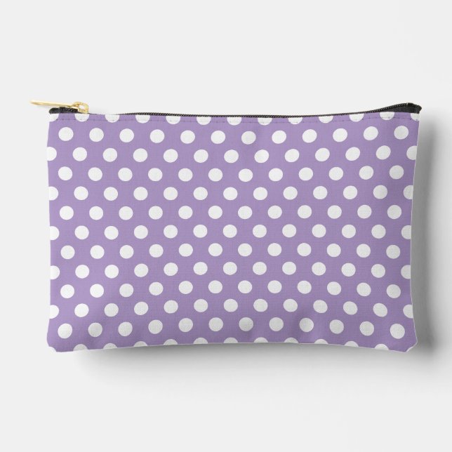 lila Lavendel Weiße Polka-Punkte Retromuster Zubehörtasche (Vorderseite)