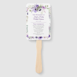 Lila, Lavendel, Weiße Wasserfarbenblütenhochzeit Fächer