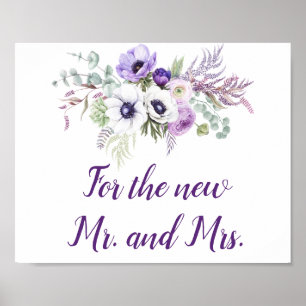 Lila Lavendel White Wedding Cards & Gifts Zeichen Poster