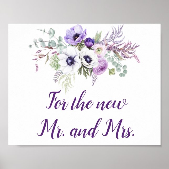 Lila Lavendel White Wedding Cards & Gifts Zeichen Poster (Vorne)