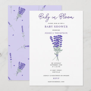 Lila Lavendel-Wildblumen-Baby-Shower Einladung
