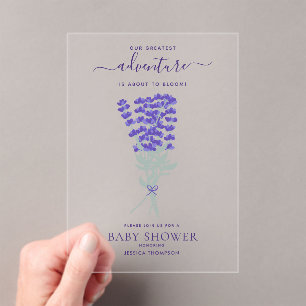 Lila Lavendel-Wildblumen-Blumen-Baby-Party Acryleinladungen
