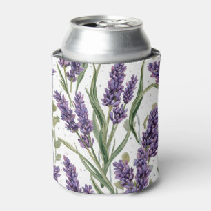 Lila Lavendelblüten Aquarell Botanik Dosenkühler