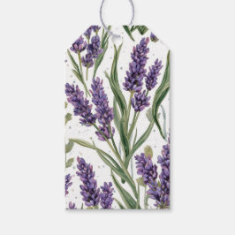 Lila Lavendelblüten Aquarell Botanik Geschenkanhänger