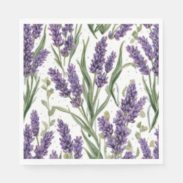 Lila Lavendelblüten Aquarell Botanik Serviette