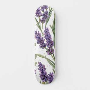 Lila Lavendelblüten Aquarell Botanik Skateboard