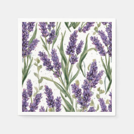 Lila Lavendelblüten Aquarell Botanisch Serviette